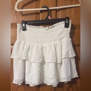 Altar'd State White Ruffled Mini Skirt